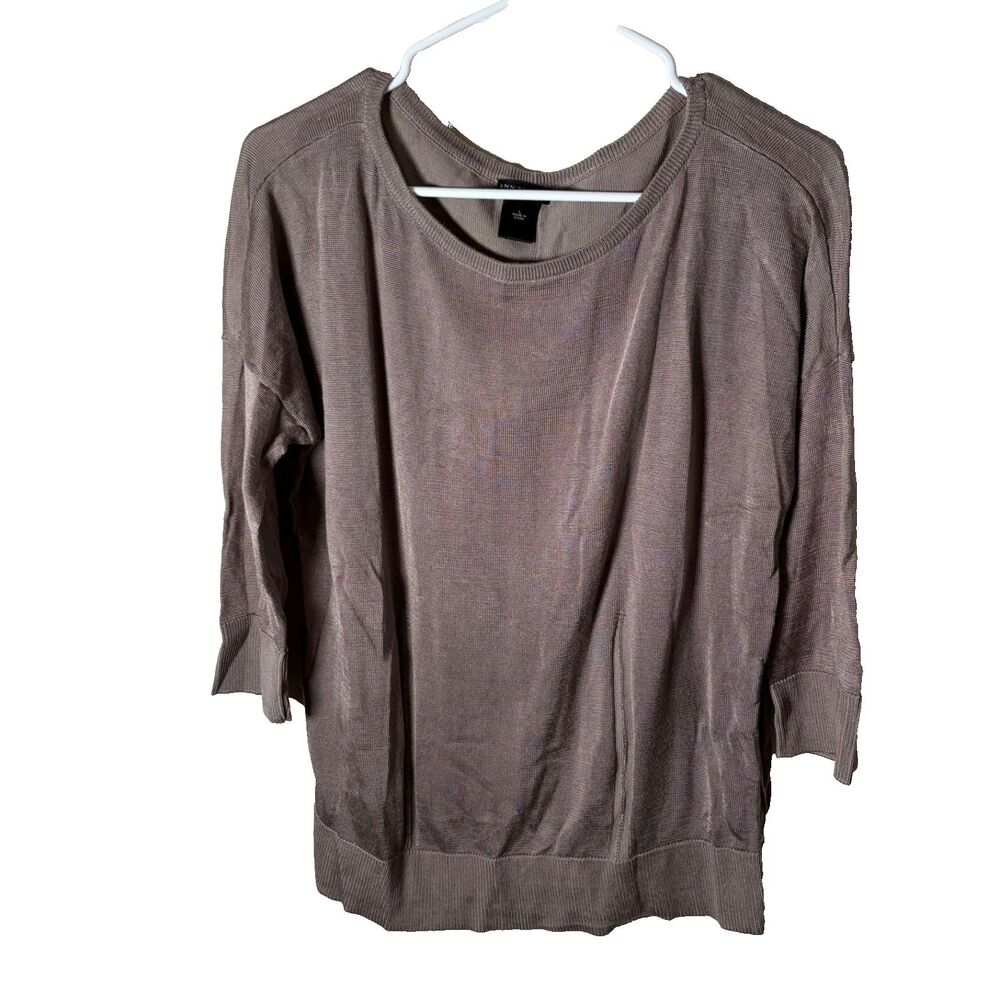Ann Tyalor Sweater Women's Large Brown 3/4 Sleeve Knit Button Up Casual